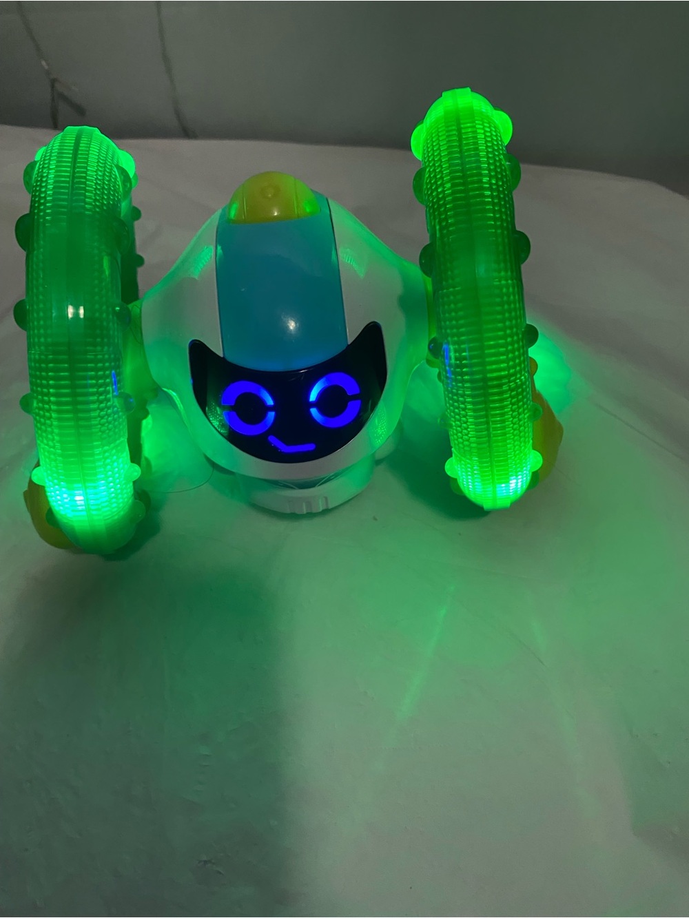 LED Light-Up Green Robot Stunt Car Toy